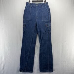 Vintage Red Snap Jeans Women’s 28x36 Blue Talon Zip Cargo Dark Wash Cargo 70s